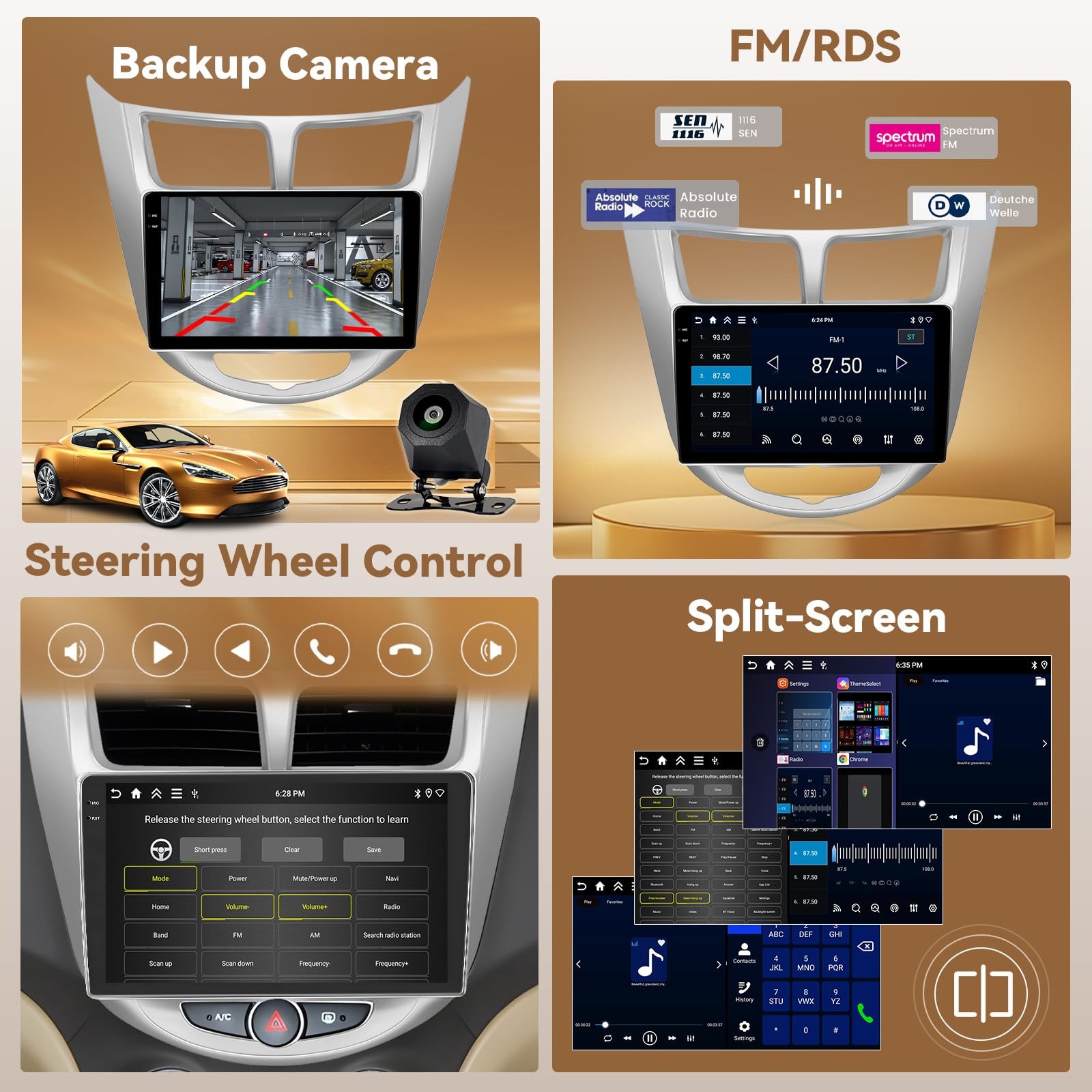 9″ Touchscreen Wireless Carplay Android Auto Stereo for 2012-2017 Hyundai Accent