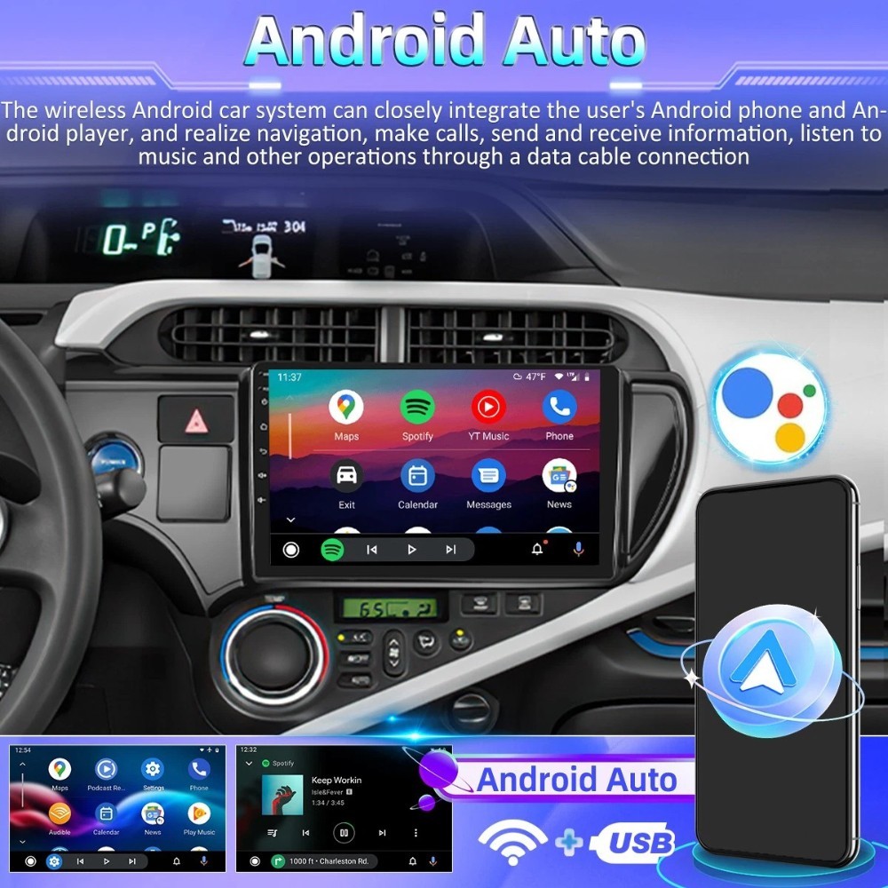 Android 15 Apple Carplay Car Stereo Radio For Toyota Prius C 2012-2014 GPS Navi