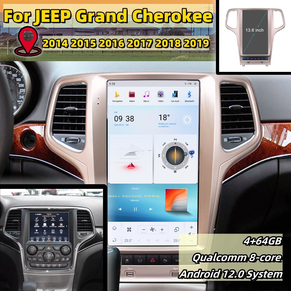 13.6″HD Car Radio for Jeep Grand Cherokee 2014-2019 GPS Bluetooth DSP Phonelink