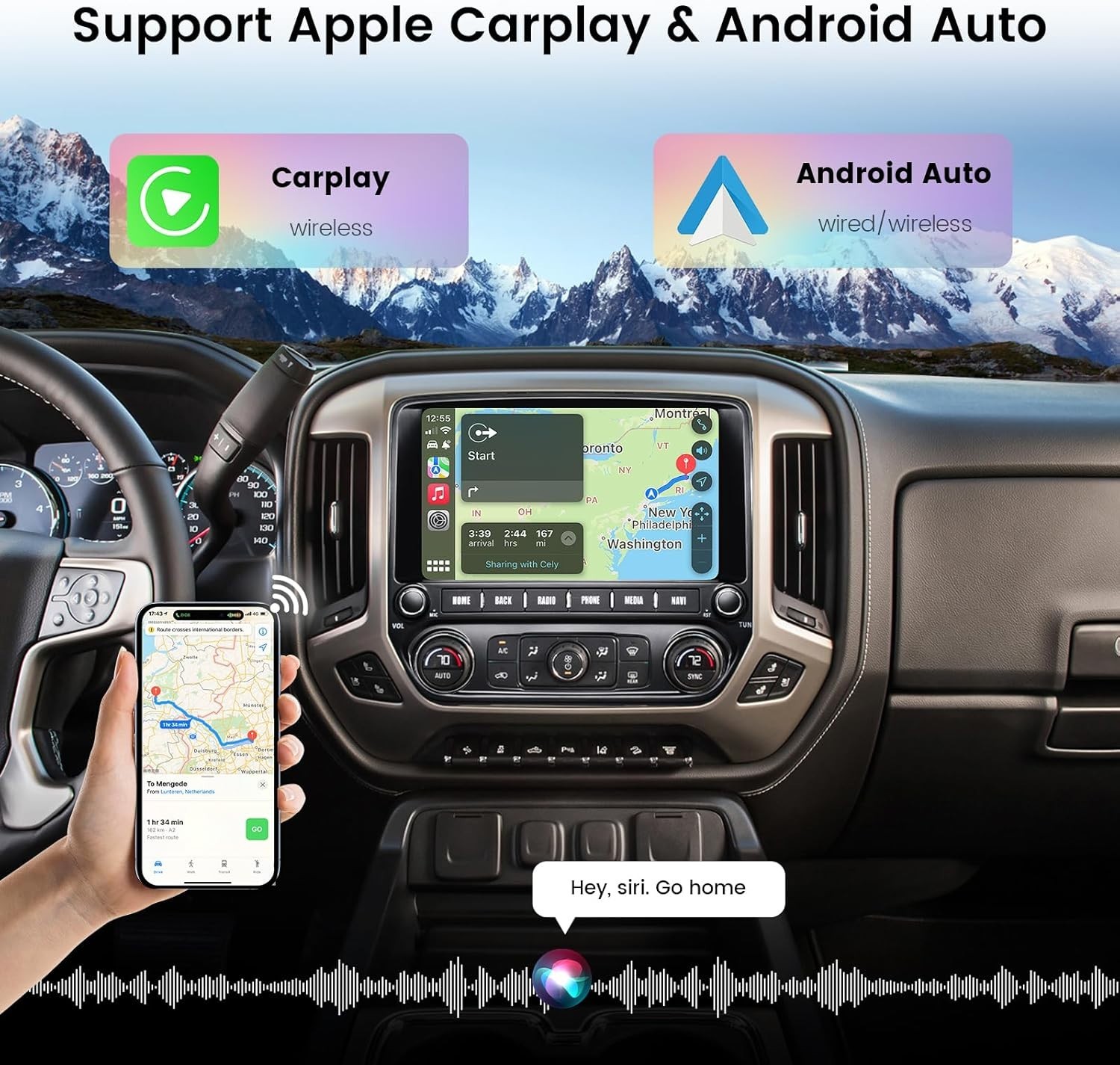 Dasaita Car Stereo Carplay BT for Chevrolet Silverado GMC Sierra 2014-2019 Navi