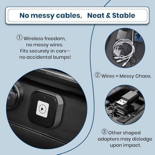 Mini 2-in-1 Wireless CarPlay &ndroidutodapter for iOS 10+ &ndroid 11+, Plug & A