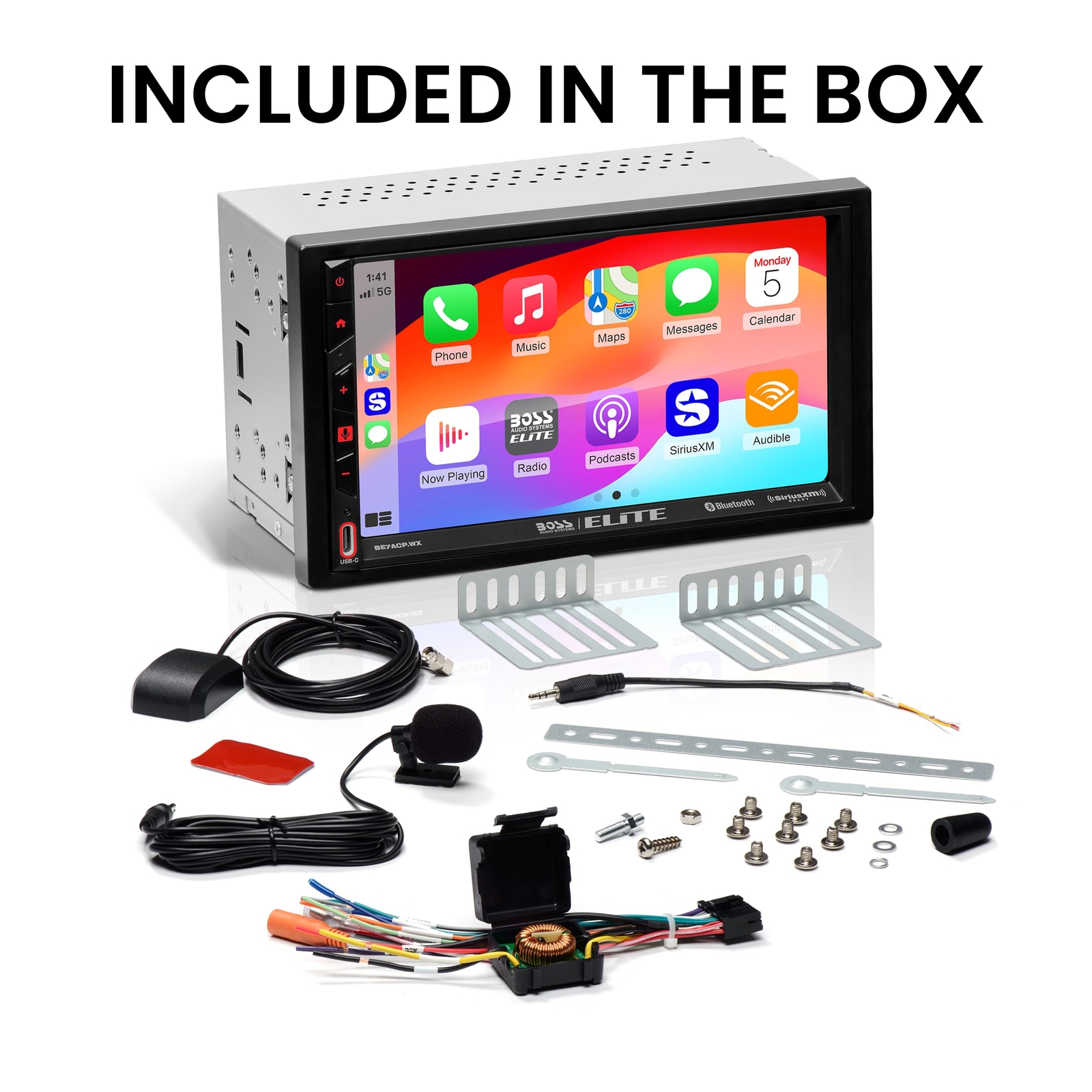 BOSS Elite BE7ACP.WX 7″ Touchscreen Wireless Apple CarPlay Android Auto xm ready