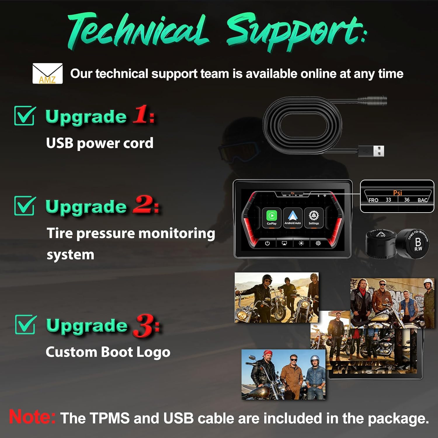 2026 GPS Carplay 5 Inch for Motorcycle with TPMS, Wireless Carplay & Android Au