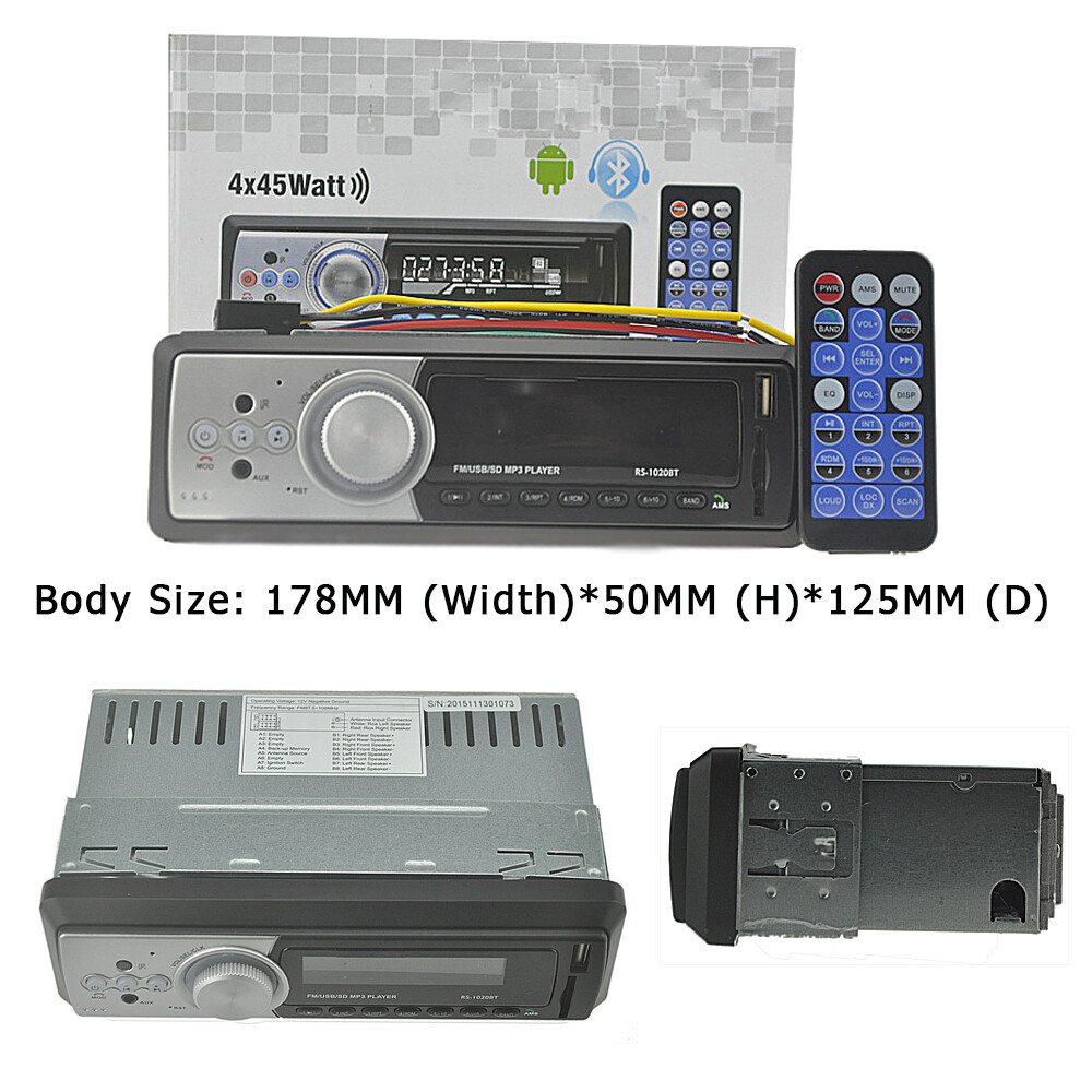 Single 1 Din Car Stereo Radio MP3 Player In-Dash Bluetooth FM Audio USB/AUX/SD