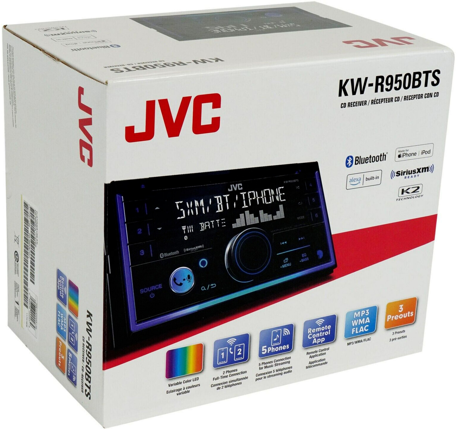 JVC KW-R950BTS Bluetooth CD Car Stereo Android iPhone Pandora MP3 XM USB Aux 6Ch