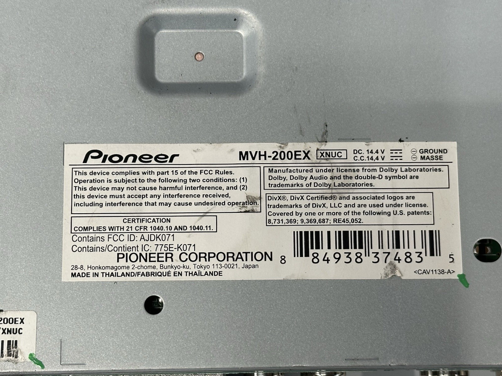 Pioneer MVH-200EX 5″ Touchscreen Display Radio Receiver Bluetooth AUX USB