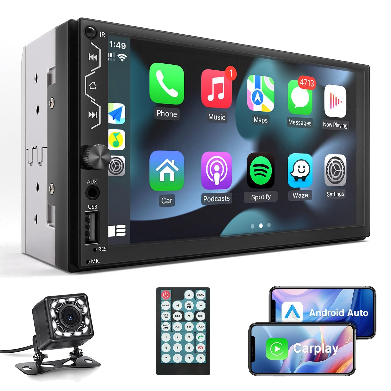 Leadfan Double Din Car Stereo 7.01 x 2.56 x 3.94 inches, Wired Stereo+ Camera