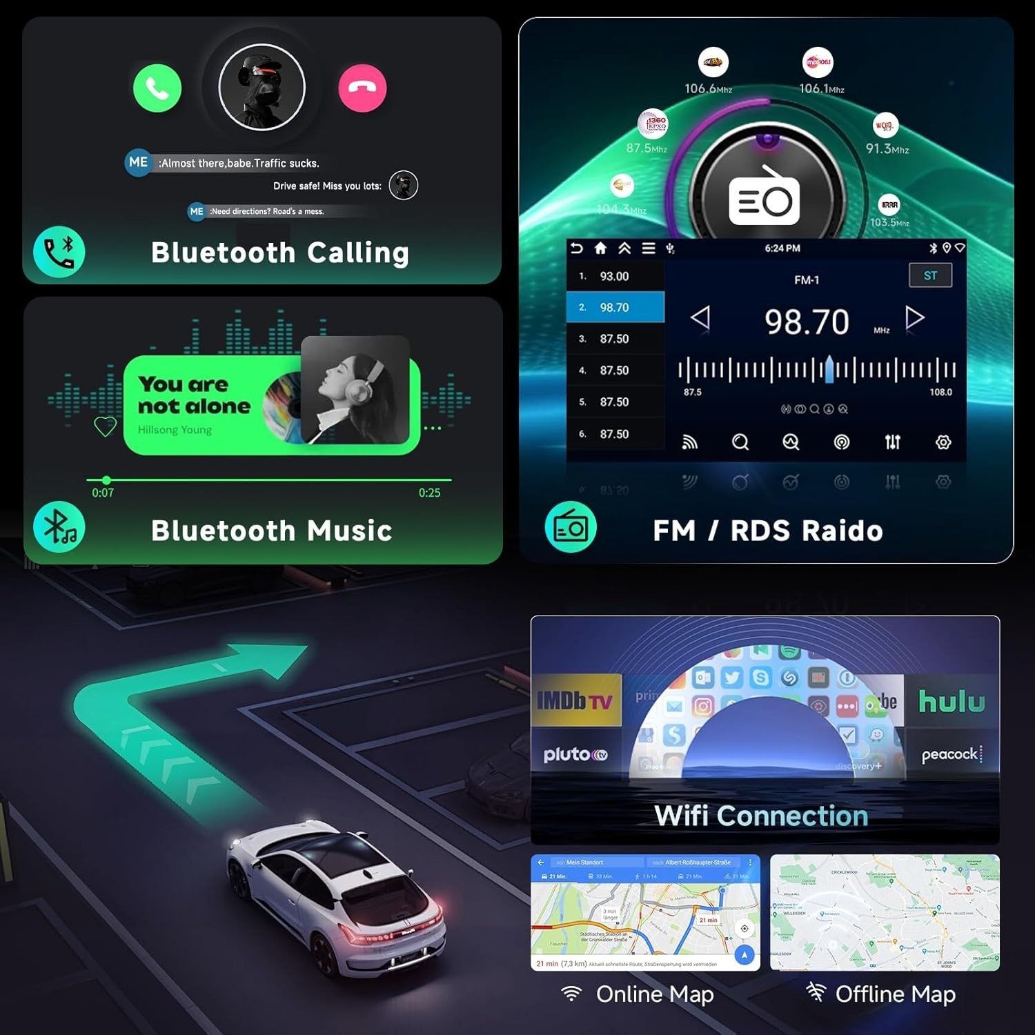 10.1″ 4+64G Android Auto Carplay Double DIN Stereo with Backup Camera