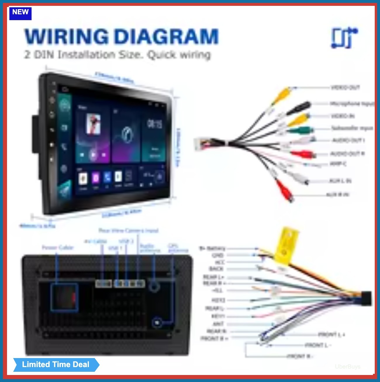 Car Radio 7 Inch 2 Din Wireless Android Auto Apple Carplay Bluetooth Mirror Link