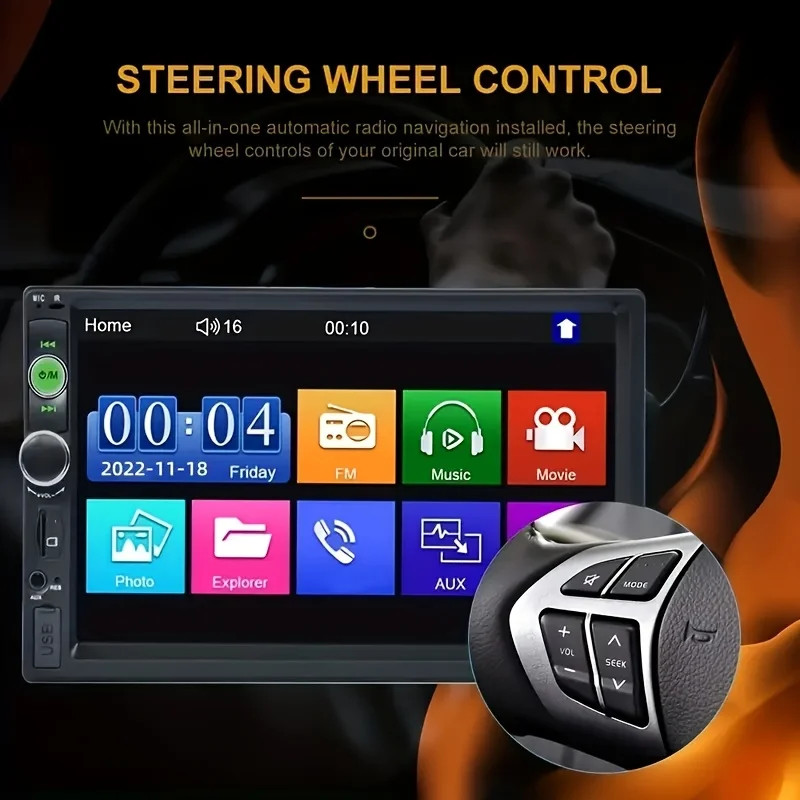 7″ Double 2DIN Car MP5 Player Bluetooth Touch Screen Stereo Radio With Camera
