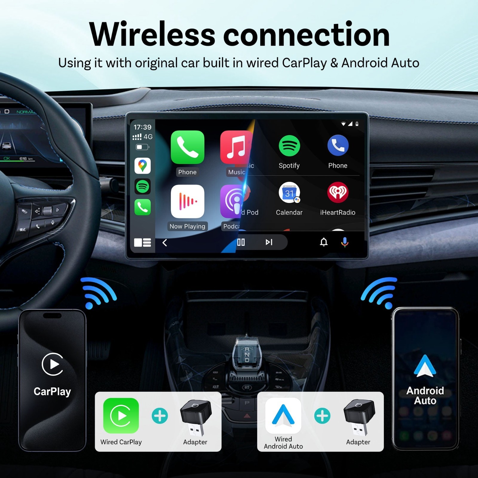 3in1 Ottocast Wireless Android Auto/CarPlay Adapter For Wired CarPlay +Airplay