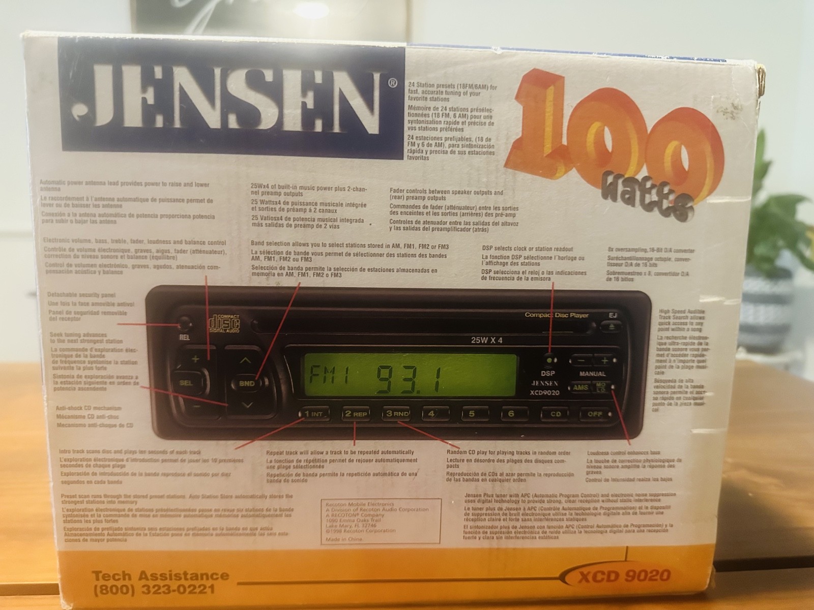 Jensen XCD9020 4 Channel AM/FM CD Receiver Detachable Face Plate 100 Watts NIB