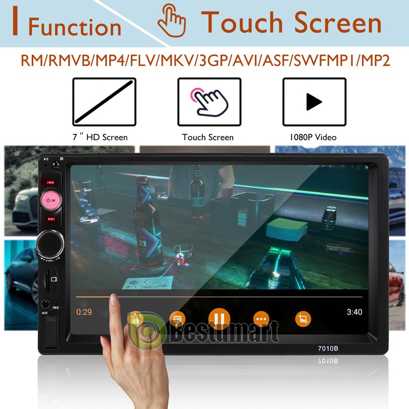 7″ Double 2 DIN Car MP5 Player Bluetooth Touch Screen Stereo Radio With Camera