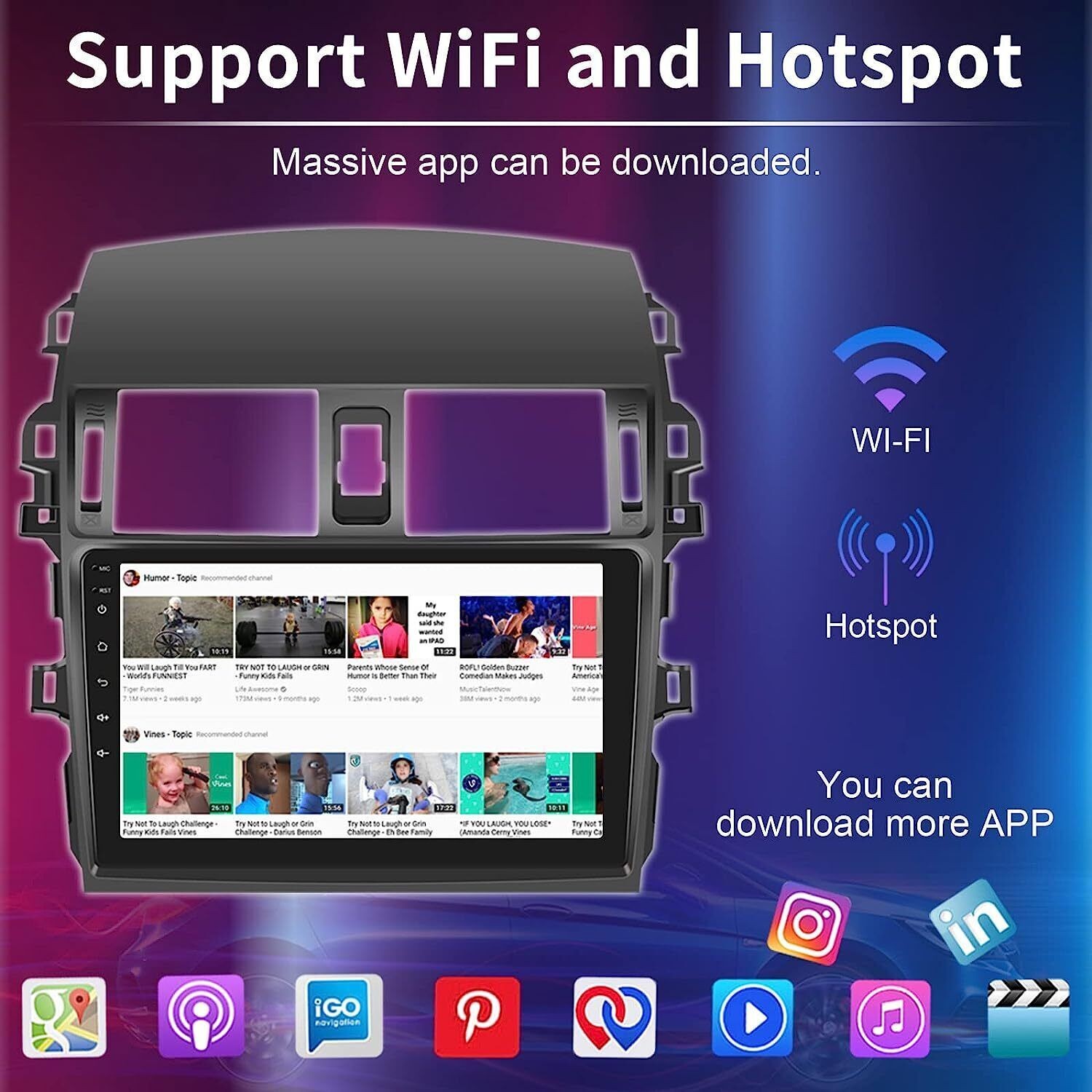 Carplay Car Radio Stereo Carplay For 2009-2013 Toyota Corolla Radio GPS Camera