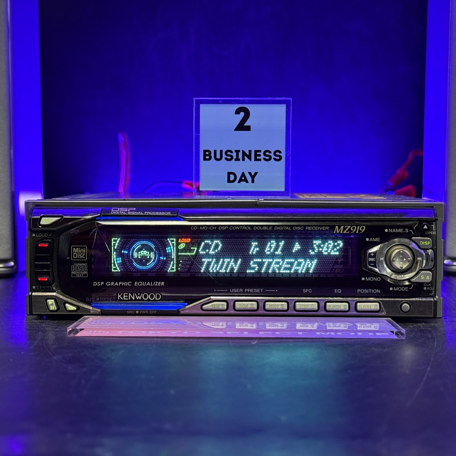 KENWOOD MZ919 1DIN Car Audio CD MD Player JDM Dolphin Display Tested In Stock