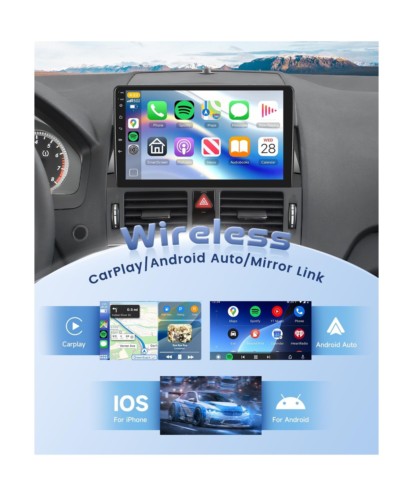 8 Core 4G+64G Car Stereo Radio for Mercedes Benz C-Class C180/C200/C230/C250/…