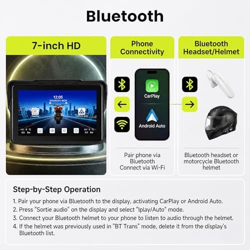 7-Inch Motorcycle Carplay Screen with Wireless 7 Inch Tire Pressure Detection