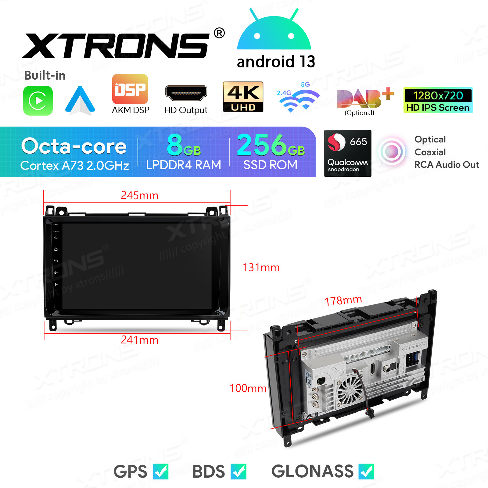 Android 13 Car Stereo Radio 256GB For Mercedes Benz W906 W169 W245 Sprinter 2500