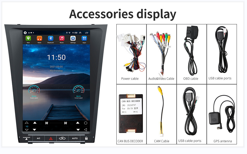 12.1″ Tesla Style Car Gps Navigation Radio For Lexus Gs Gs300 Gs350 2004-2011