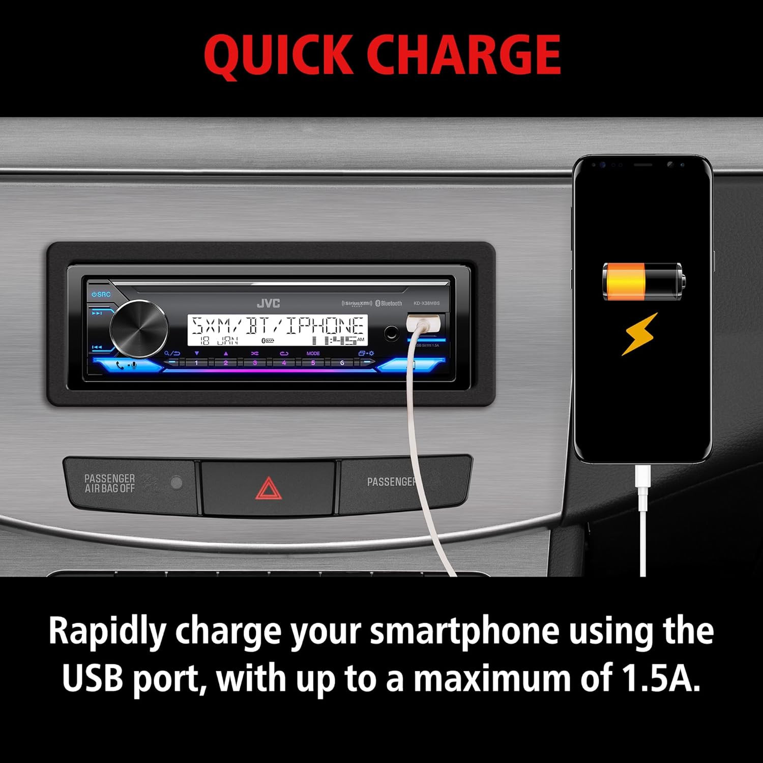 KD-X38MBS Car & Marine Digital Media Receiver with Bluetooth, USB, Siriusxm Read