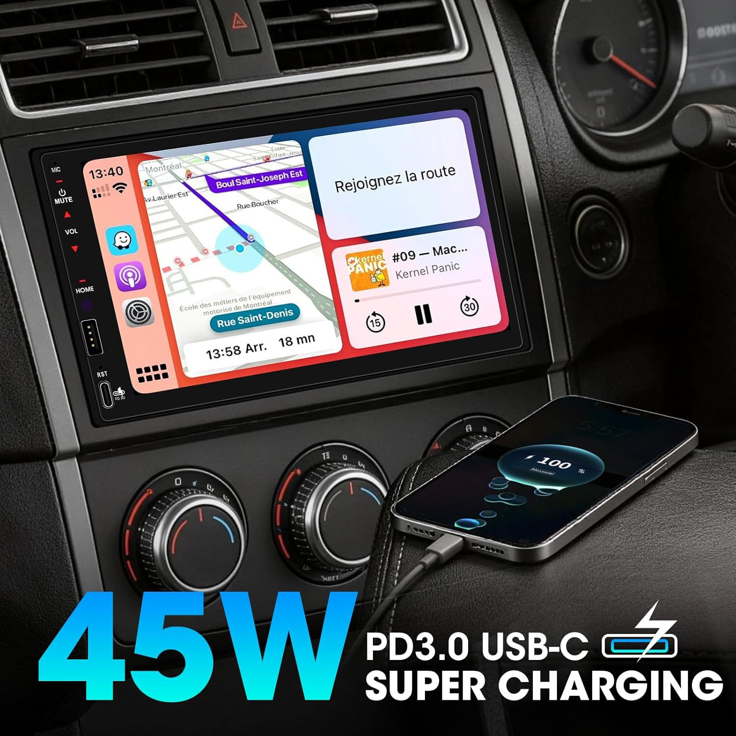 Double Din Carplay Stereo Receiver: 7 Inch Wireless Android Auto Car Radio – Inc