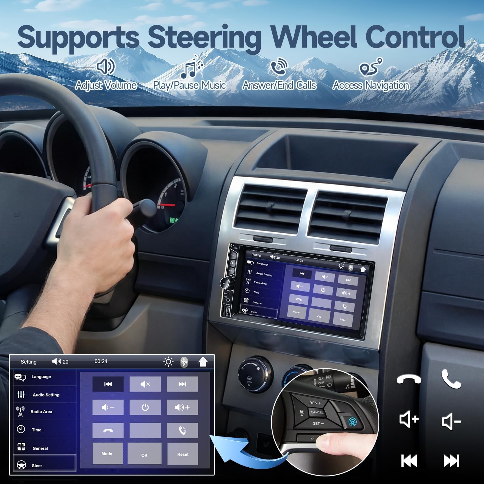 7″ Estereo De Pantalla Para Coche Carro Mp5 Tf Usb Aux Subwoofer Con CáMara Aut