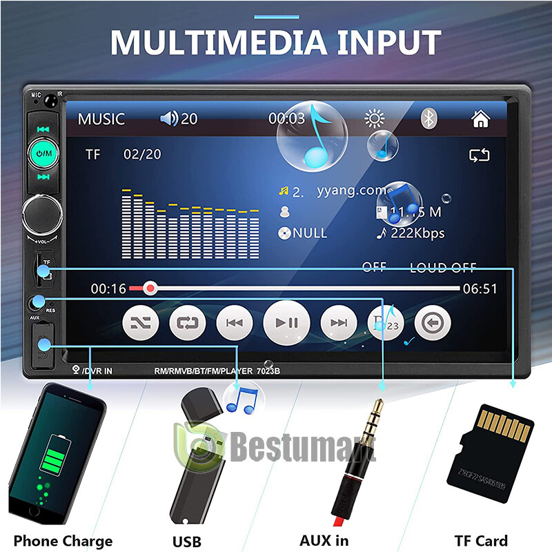 7” Double 2Din Android 12 Car Radio GPS WIFI BT Carplay Touch Screen Stereo+Cam