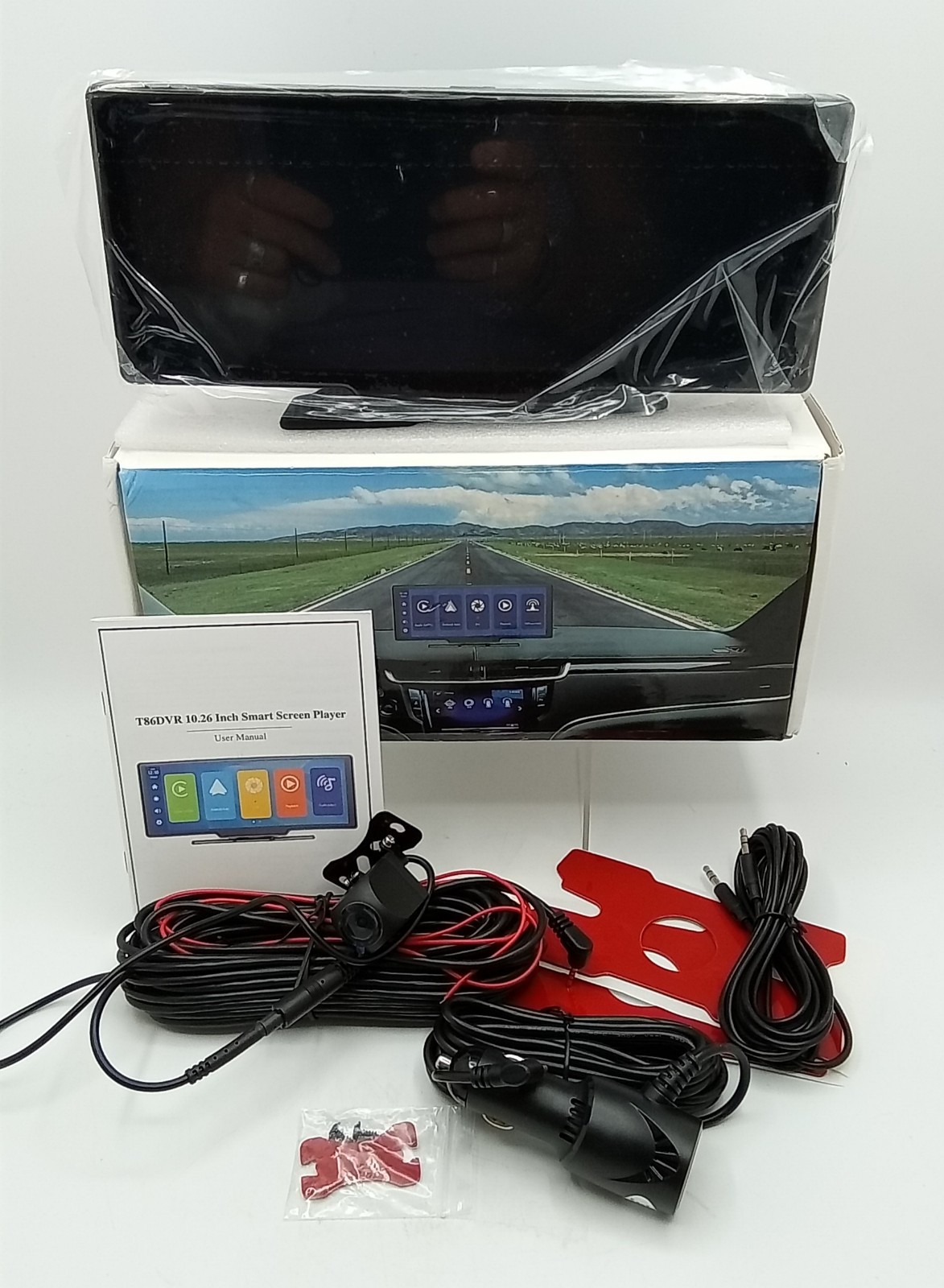 Portable Car Multimedia 10.26 in Smart Screen Player w/Back Up Camera T86DVR