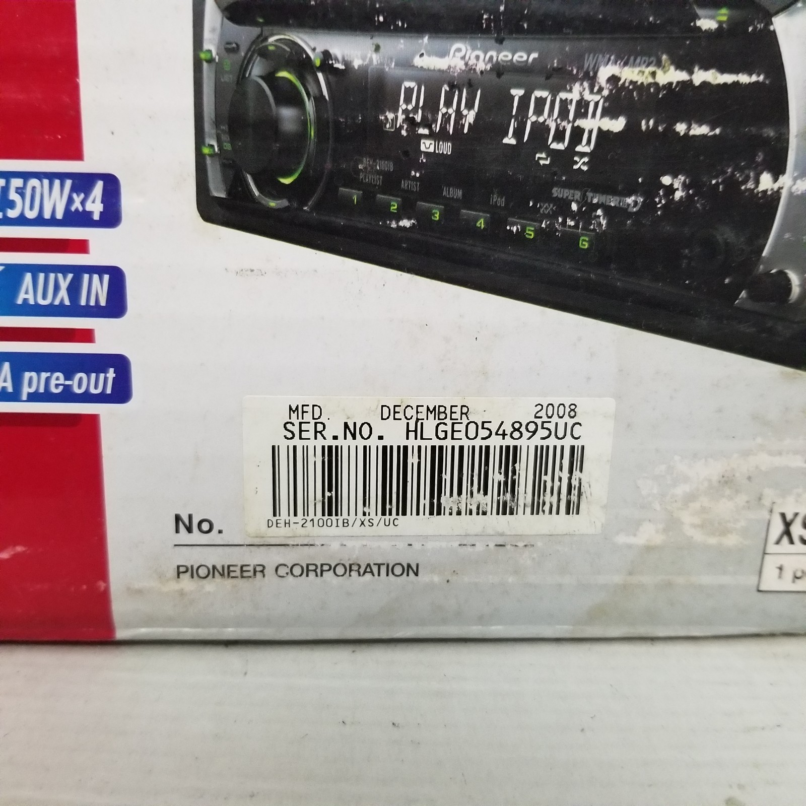 Pioneer DEH-2100IB Car CD Receiver with MP3/WMA Playback iPod Connectivity NEW
