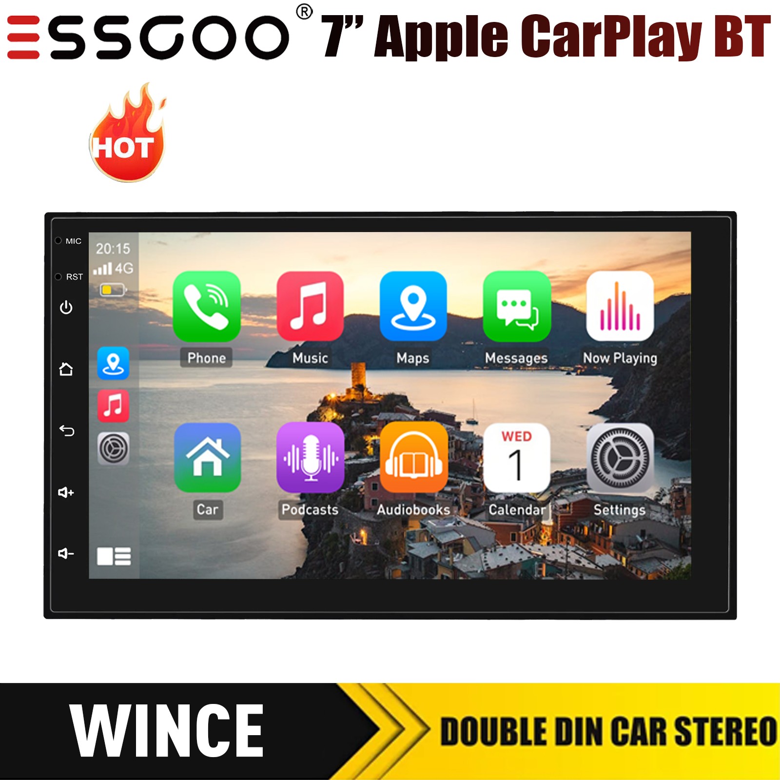 7″ Car Radio Apple/Andriod Carplay Car Stereo Touch Screen MP5 Double 2Din BT FM