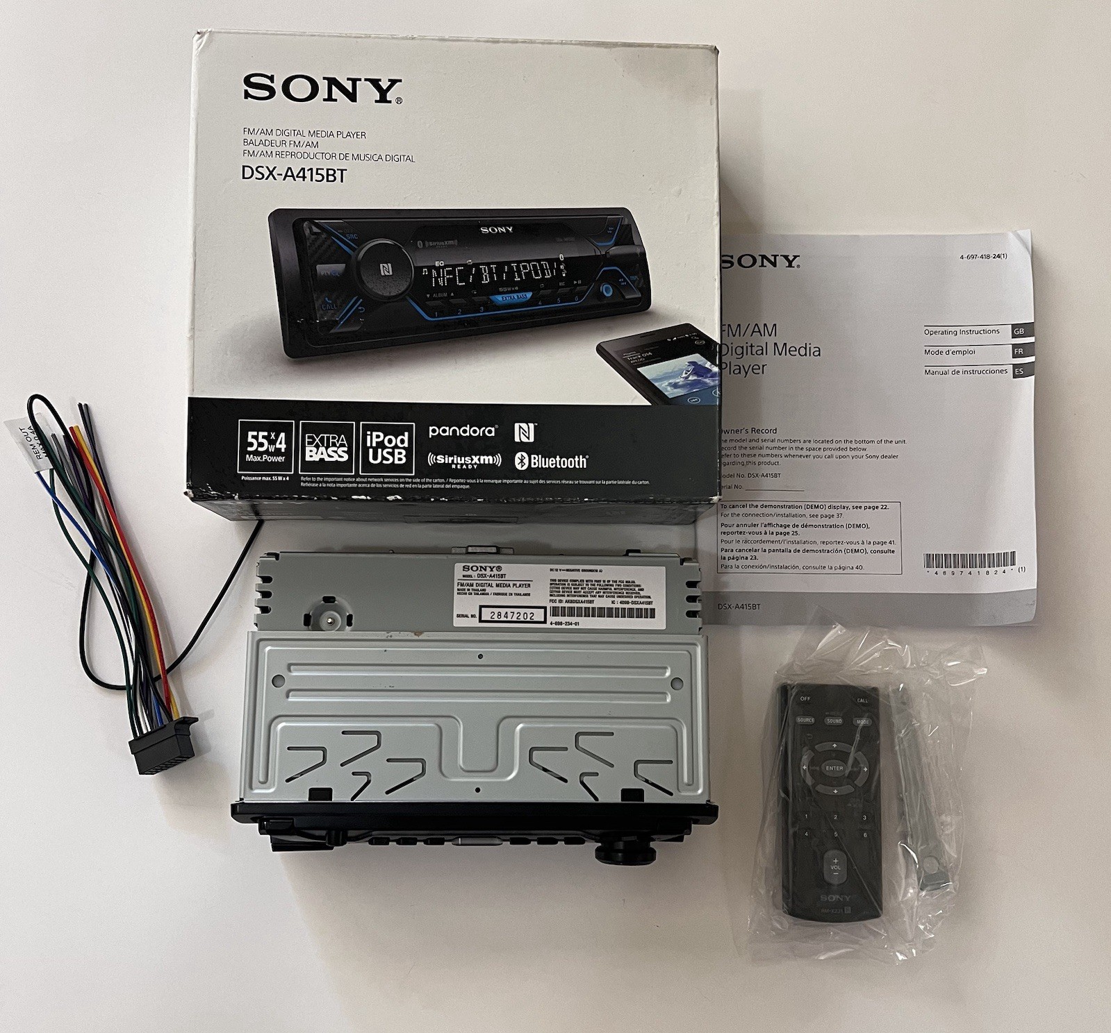 Sony DSX-A415BT Bluetooth Digital Media Car Stereo Receiver New Open Box