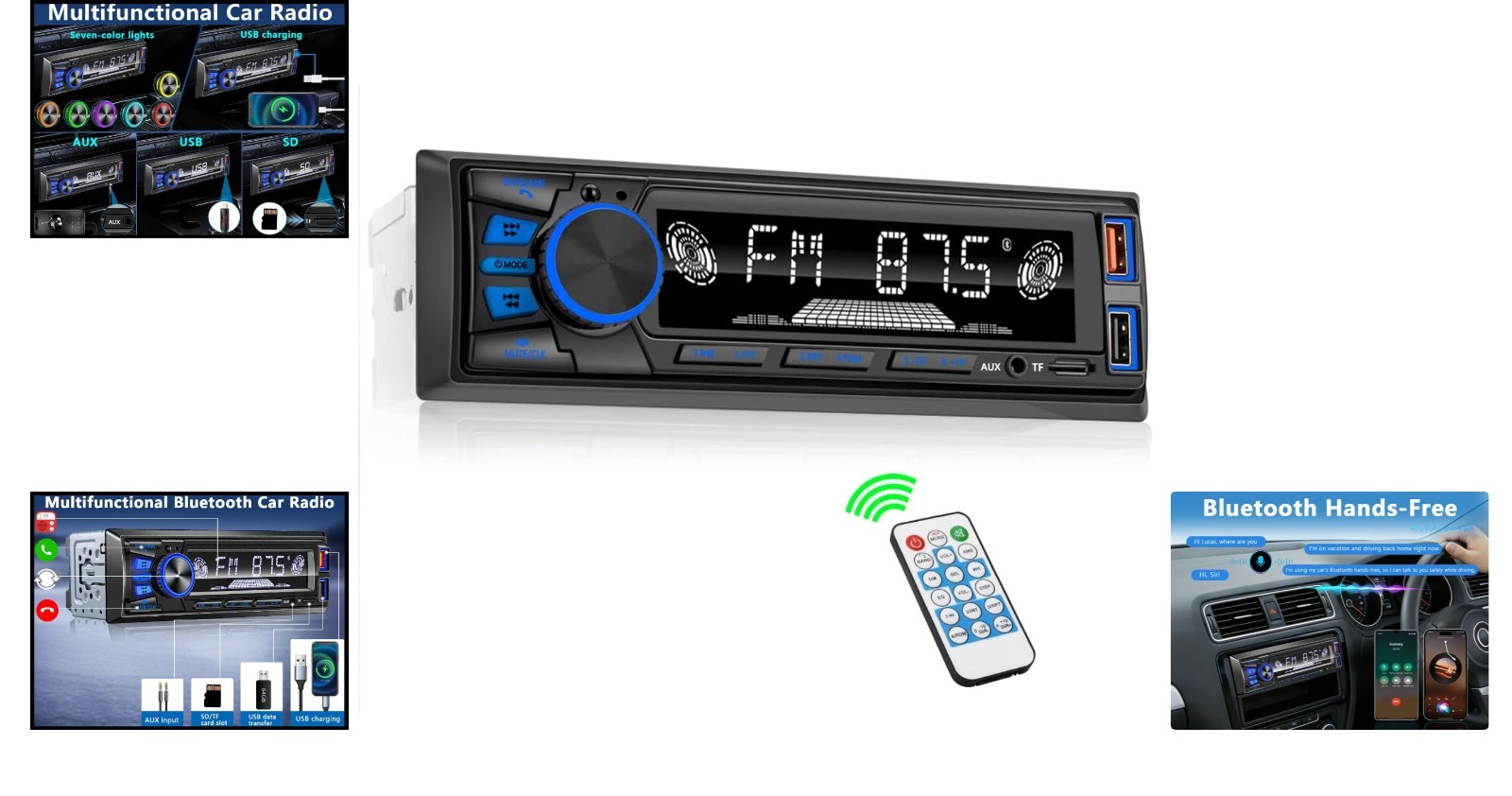 Bluetooth Car Radio Single DIN with FM AM MP3 Support and App Control