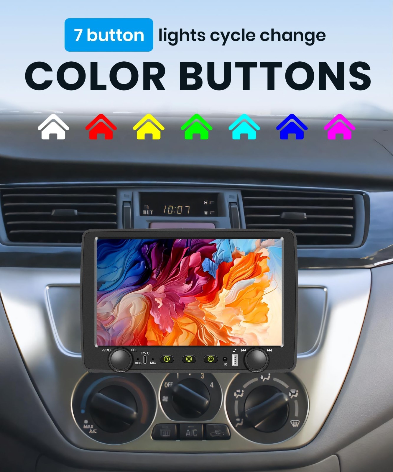 9″ Single Din Car Stereo – Wireless CarPlay, Android Auto, Bluetooth, Touchscree