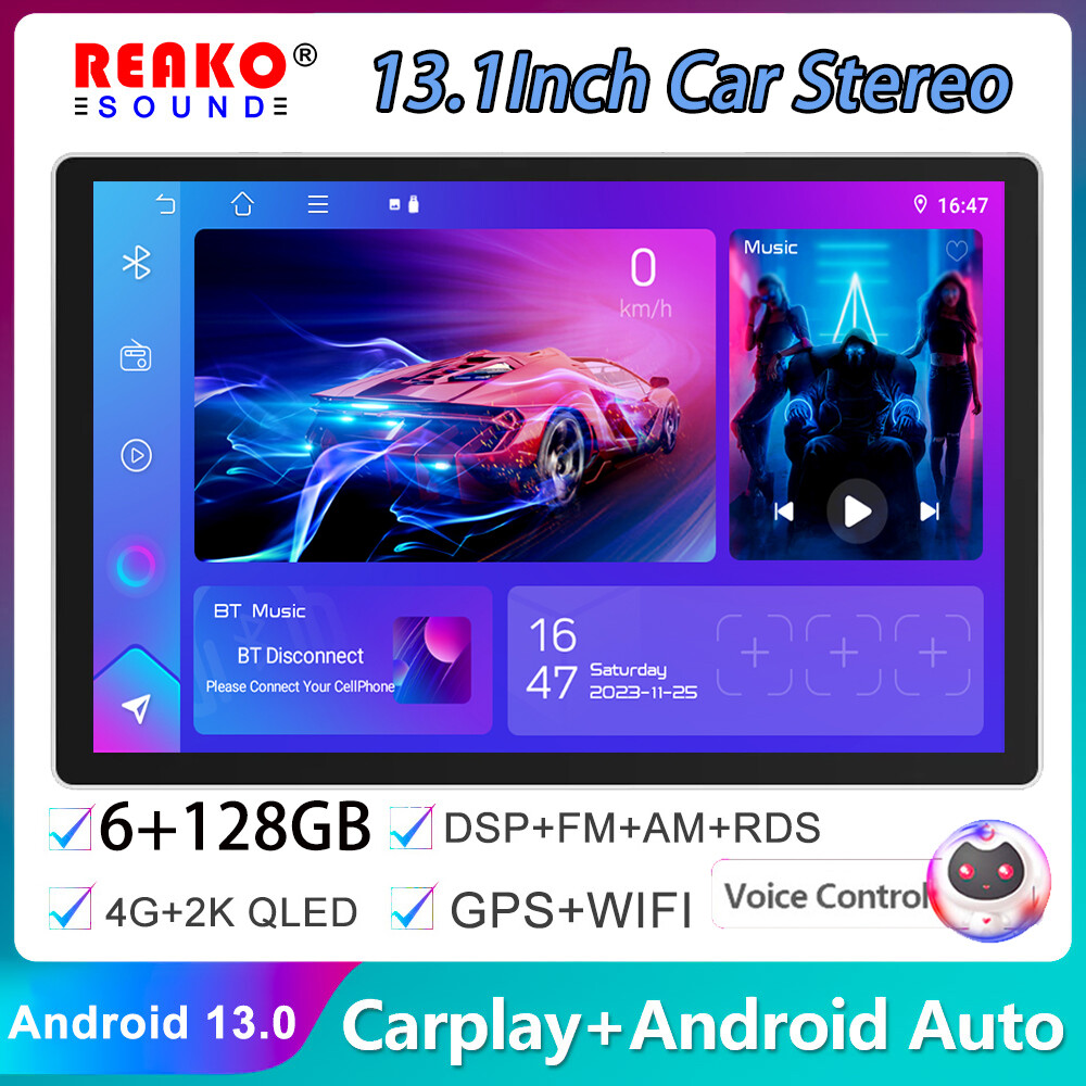 13.1”Android 13 6+128GB Car radio stereo 4G Lte DSP Carplay QLED Screen GPS AI