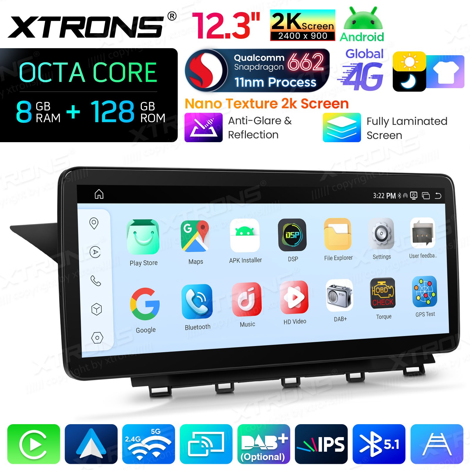 For Mercedes Benz GLK Class X204 Android 14 Stereo 12.3″ 2K Nano Display 8+128GB