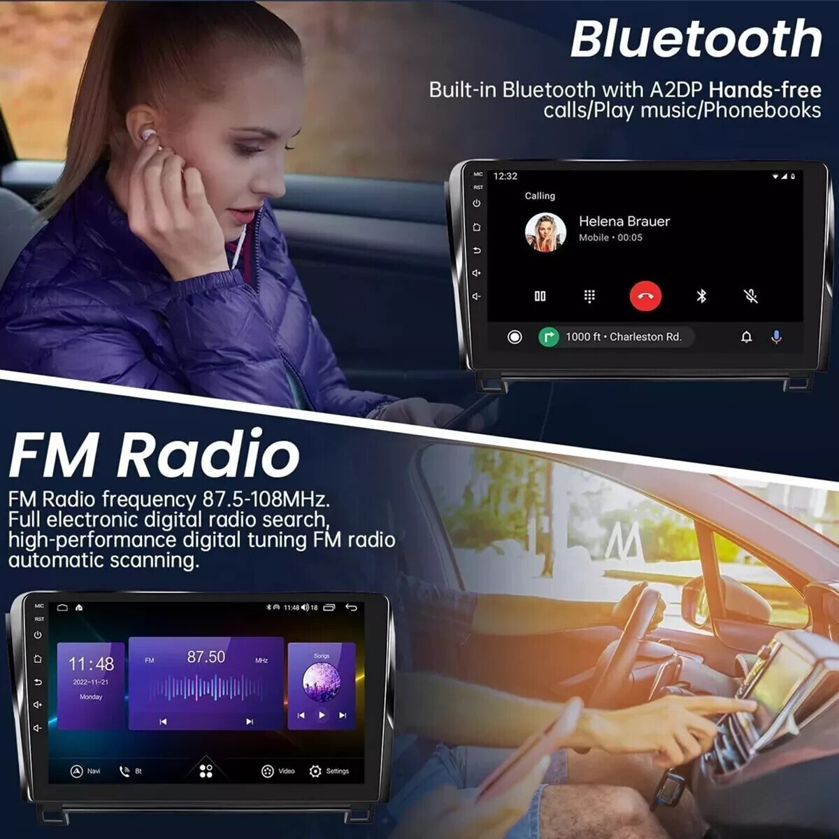 10.1” Car Radio Wireless Android CarPlay 4+32GB For 07-13 Toyota Sequoia Tundra
