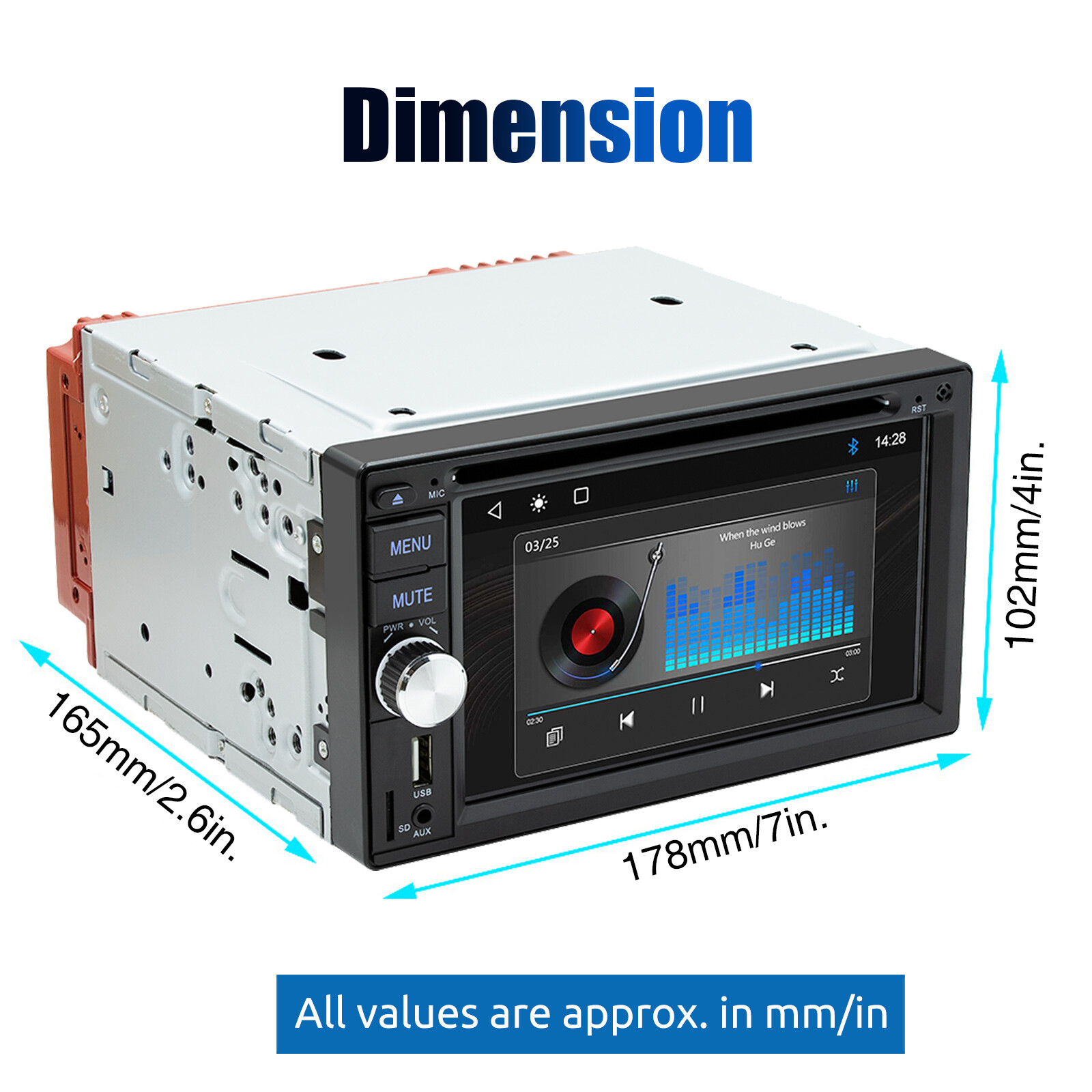 6.2″ 2 DIN Apple Carplay Android Auto Stereo Radio CD DVD Player Bluetooth FM AM