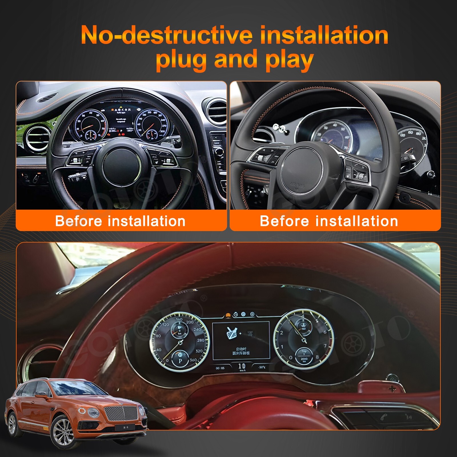 Lcd Digital Cluster Speedometer For Bentley Flying Spur Continental Gt 2005-2012