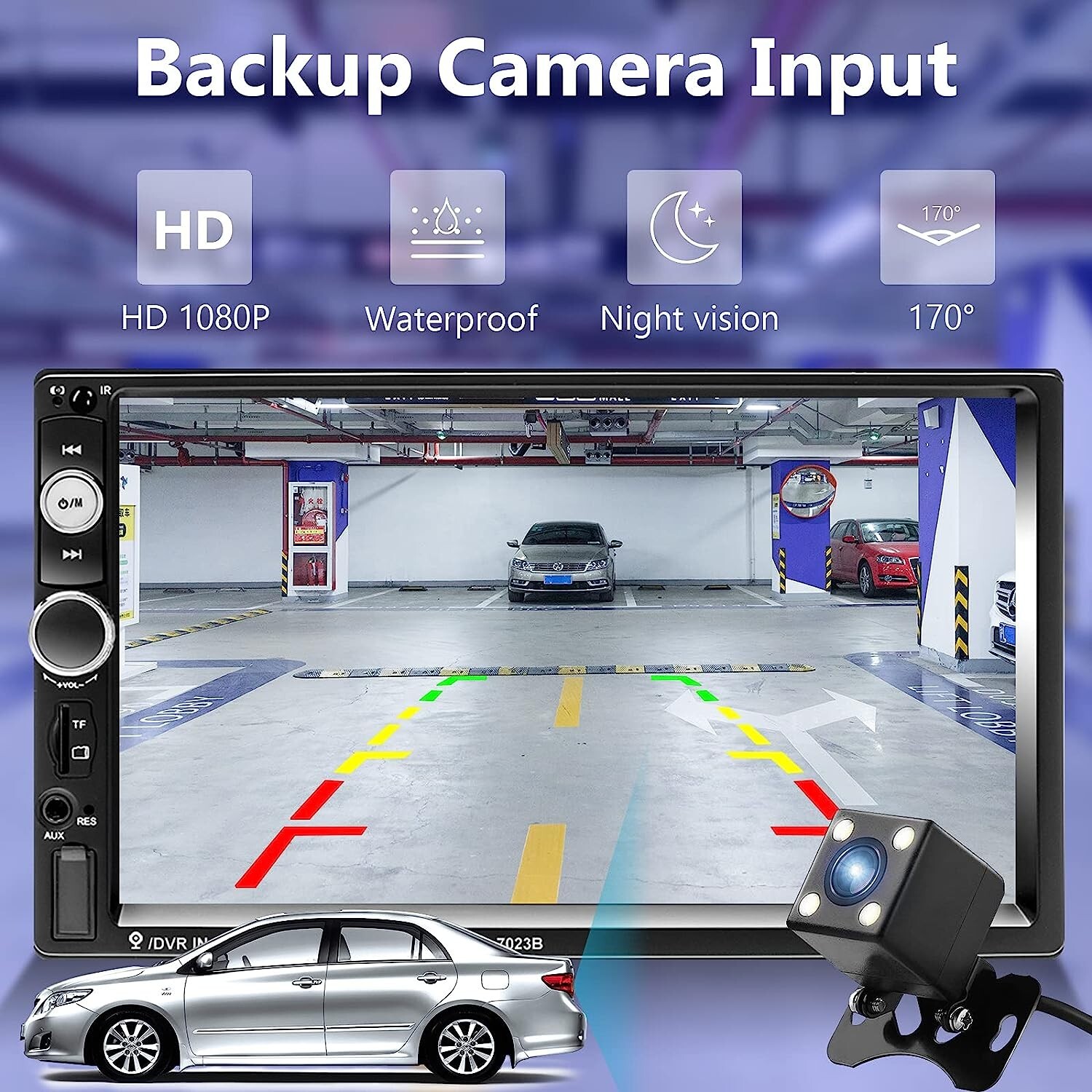 Effortless Driving with 7-Inch Car Radio, Bluetooth Handsfree & Rear Camera