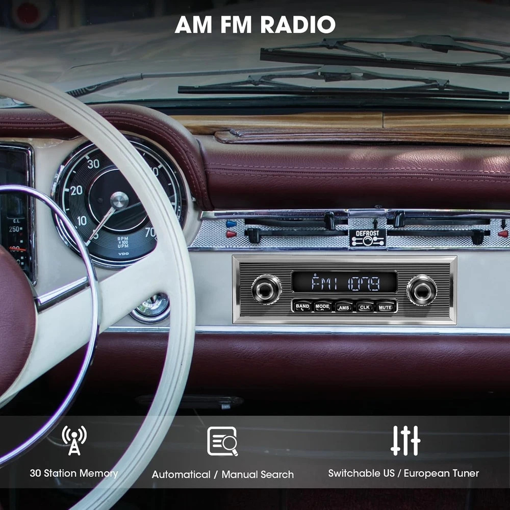 Bluetooth Retro Radio for Classic Vehicles: Single Din Vintage Stereo for Car –