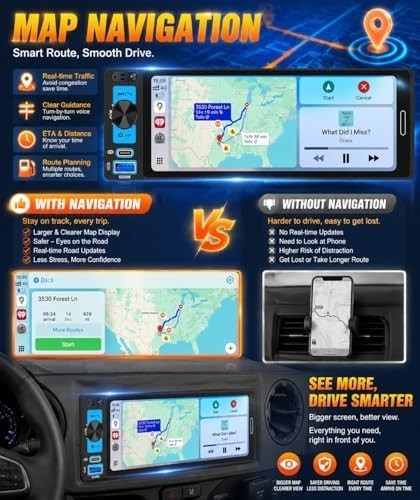 Power Acoustic Single DIN 6.5″ Touchscreen Car Stereo Apple Carplay