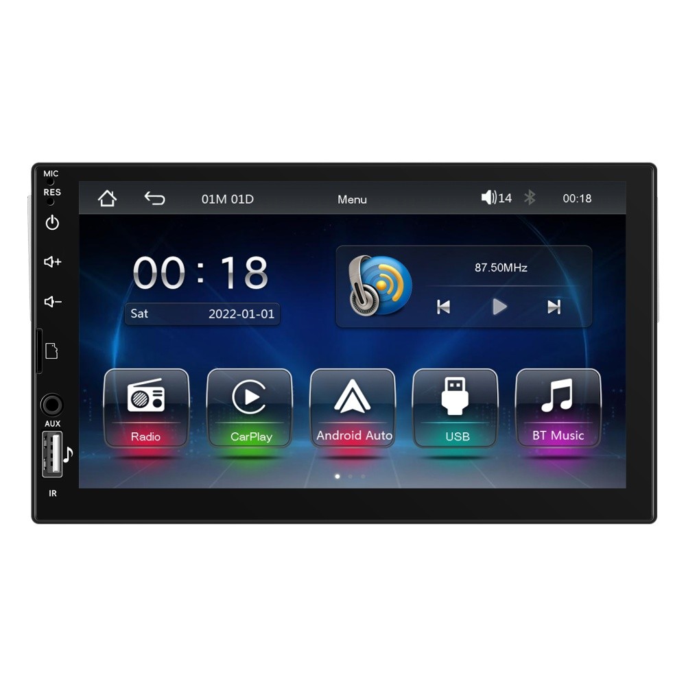 7″ Single 1Din Touch Screen Car Stereo Radio USB BT Android auto Carplay +Camera
