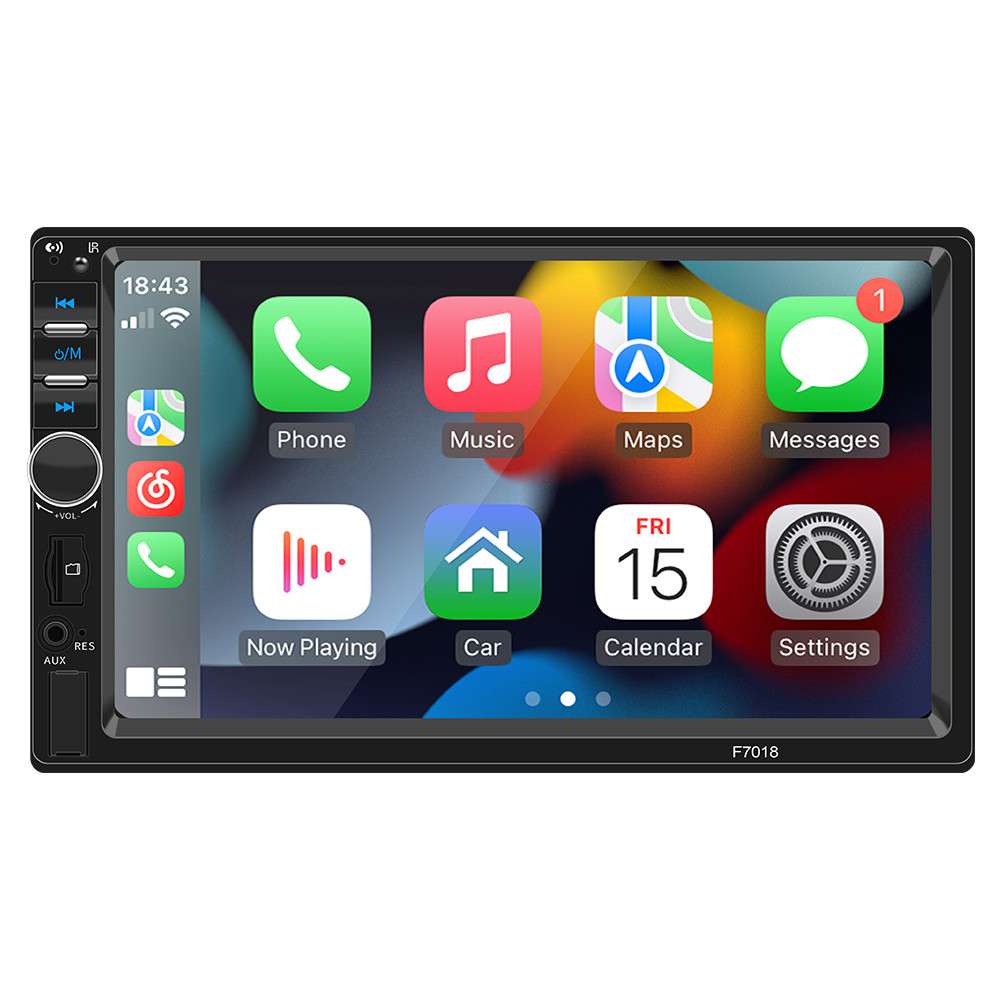 7in Car Stereo Radio Touch Screen 2DIN MP5 Wired Carplay W/8LED Rearview Camera
