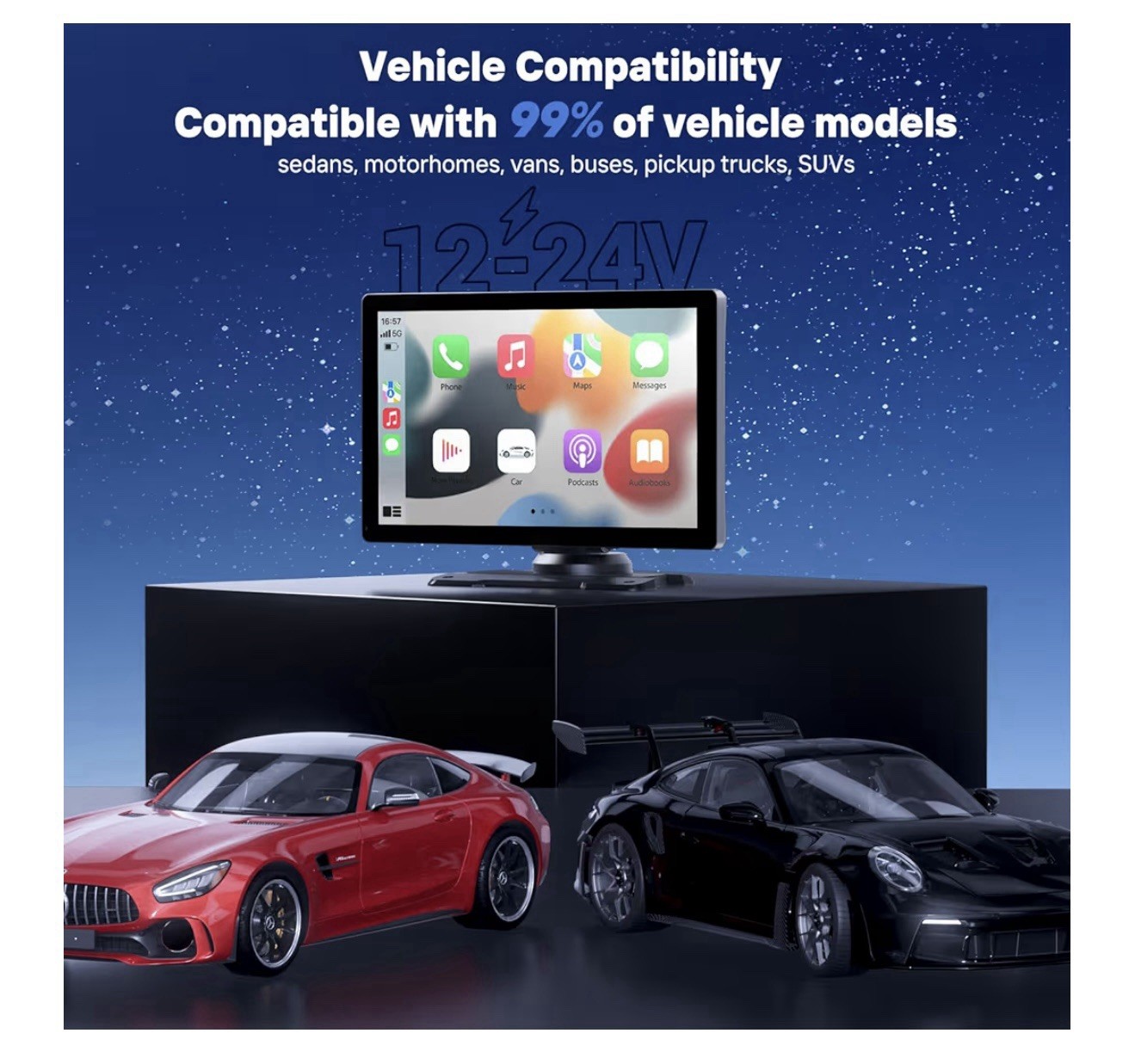 9” Inch Wireless Carplay Screen For Car With 4k Dash Cam,