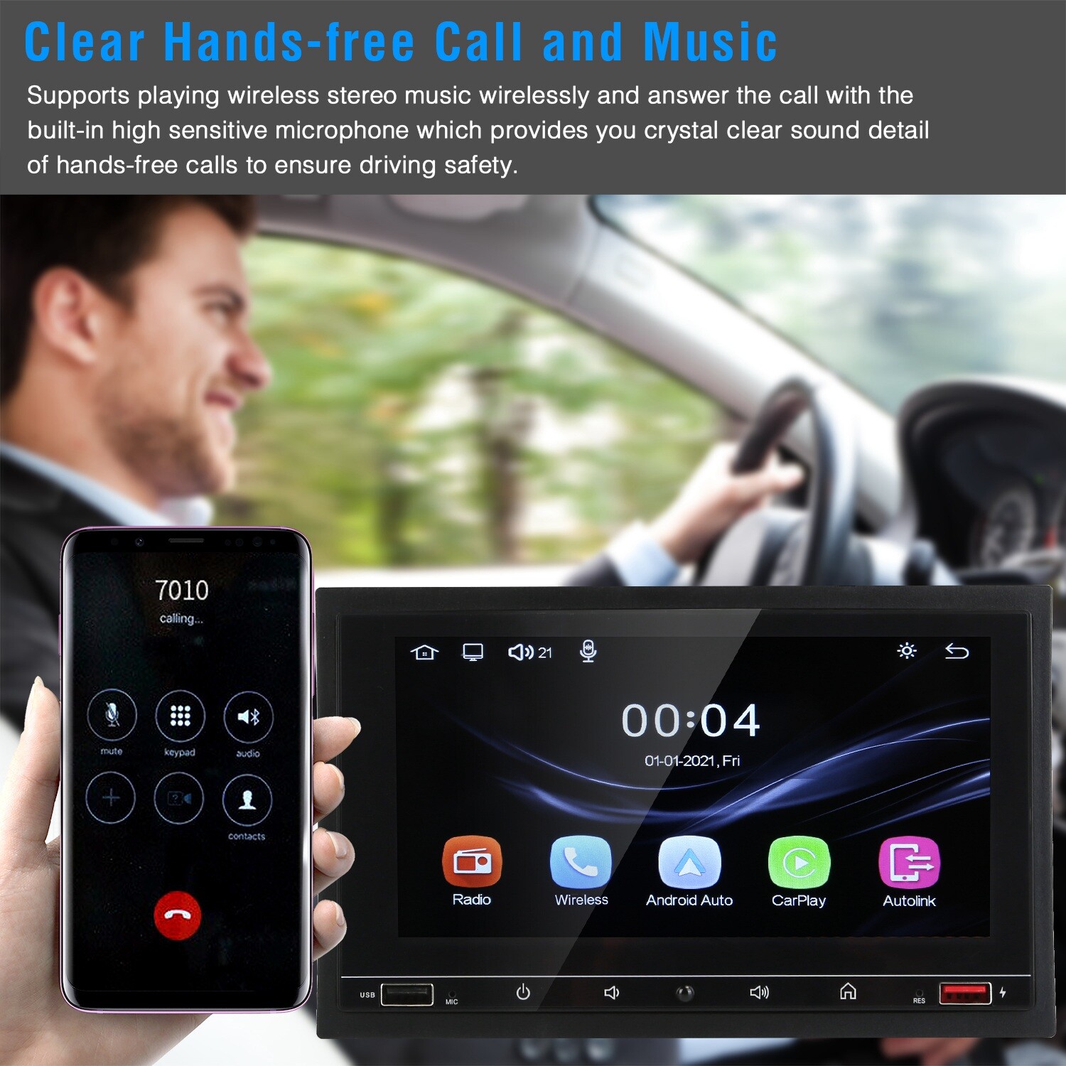 Car MP5 Player Stereo Radio Wireless USB/AUX/FM Touch Screen Rear Camera Remote
