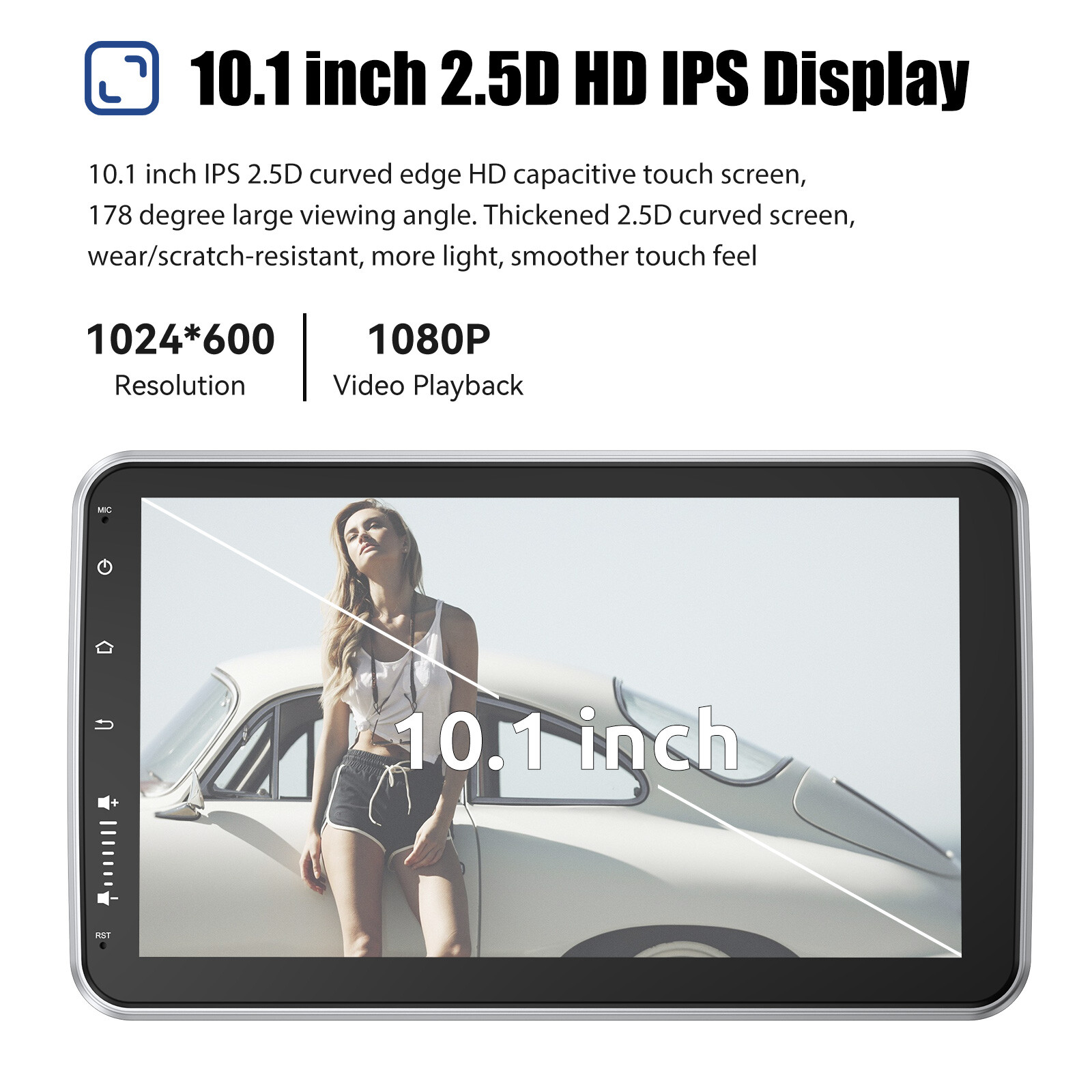 10.1″ Android 12 Car Stereo HD Radio GPS Rotatable IPS Screen Single DIN +Camera