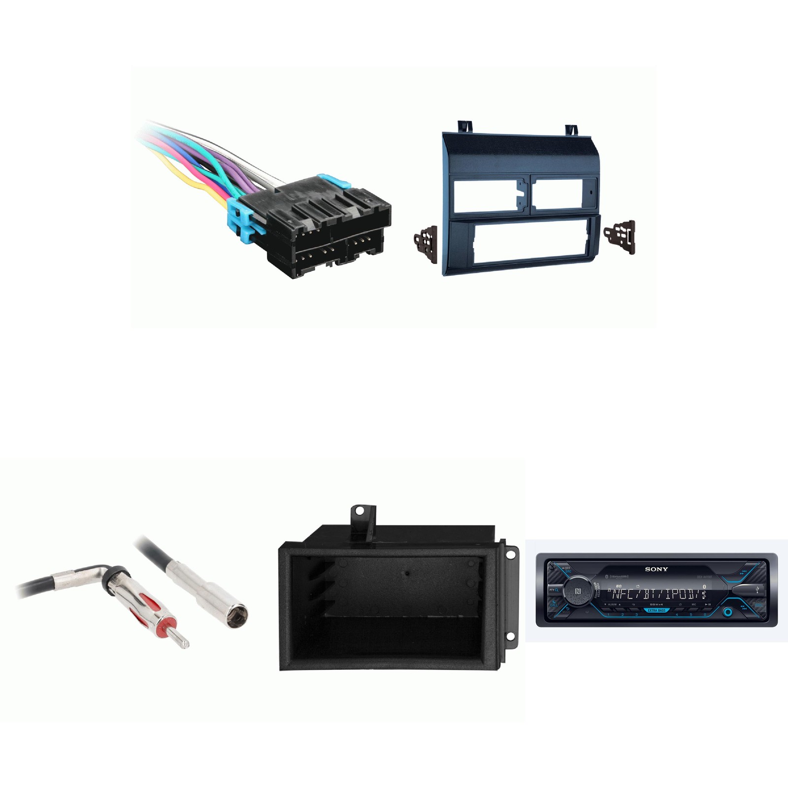 SONY DSX-A415BT Single Din Radio Bundle BLUE Dash includes pocket Compatible …