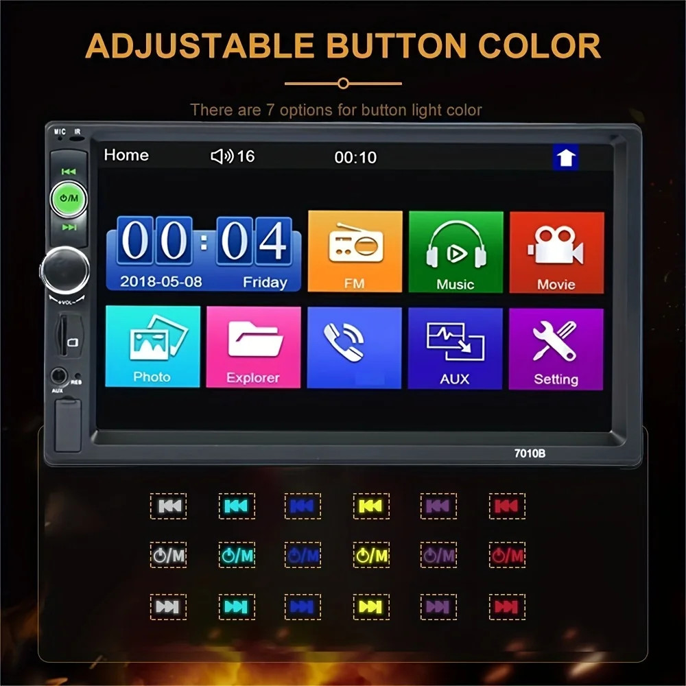 7" 2Din Car Stereo with MP5 Player,USB,AUX Audio Video Display with DVD