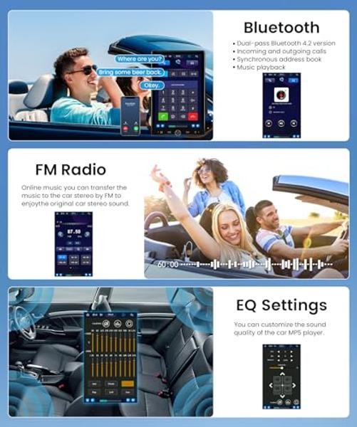 10.4 Inch Car Stereo Single Din Wireless Carplay Touch Screen, Vertical