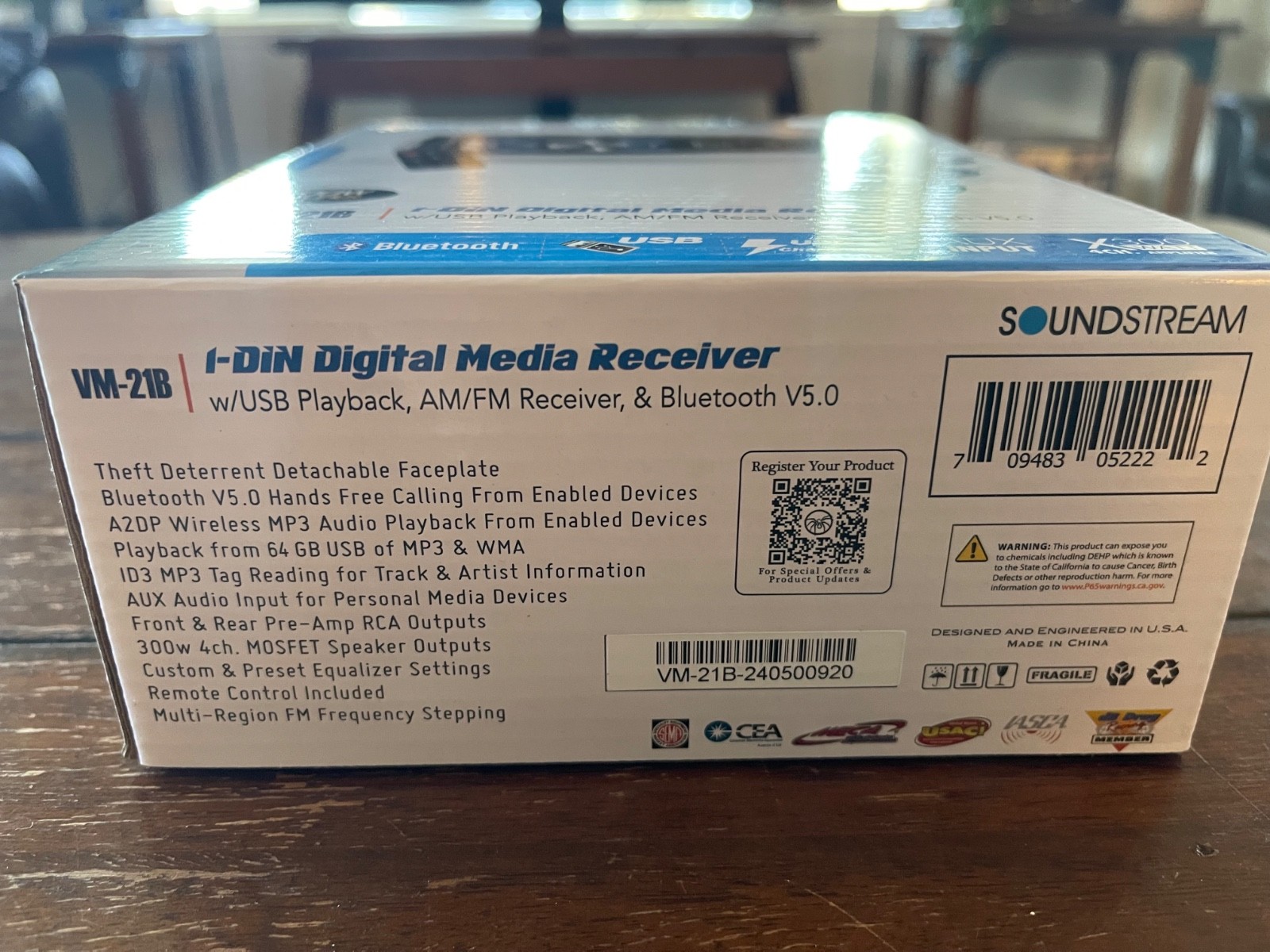 Soundstream VM-21B Single Din Mechless Multimedia Receiver (New)